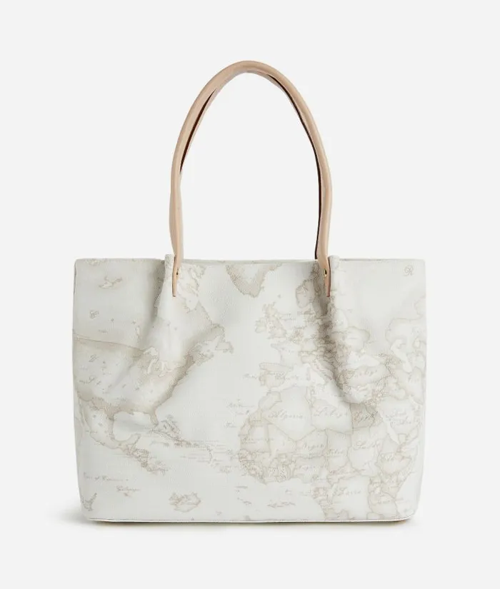 Woman Totes Alviero Martini Shopping Bag In Geo Classic Printed Fabric Natural