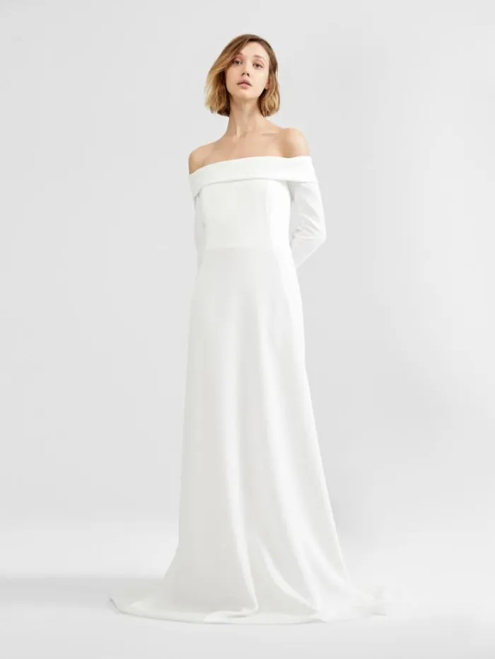 Woman Triacetate Cady Dress Optical White Maxmara Bridal Clothing