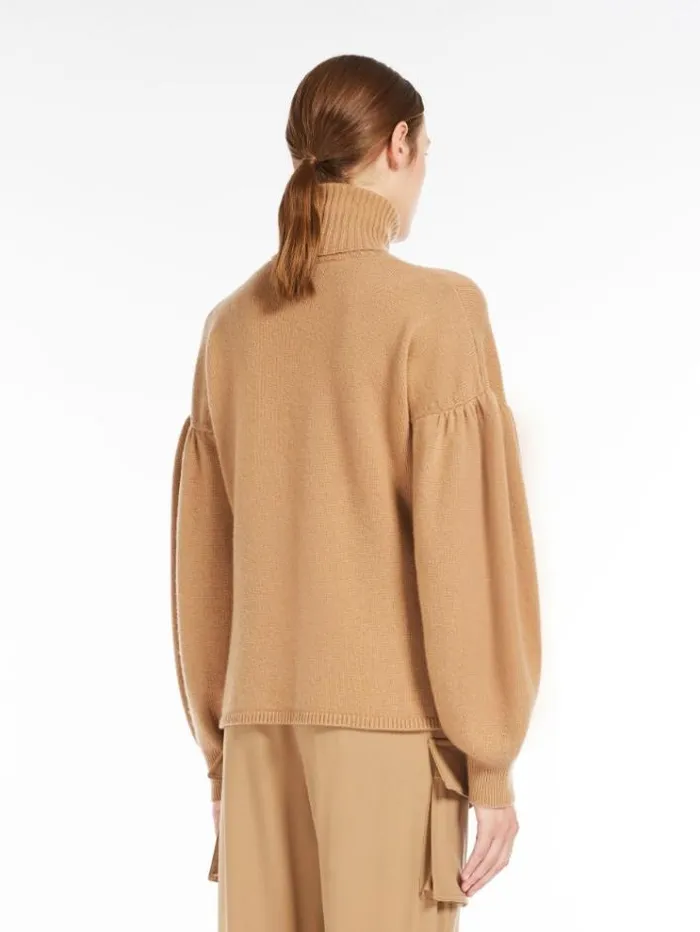 Woman Widesleeved Wool And Cashmere Jumper Camel Maxmara Knitwear And Sweatshirts Woman Widesleeved Wool And Cashmere Jumper Camel Maxmara Knitwear And Sweatshirts