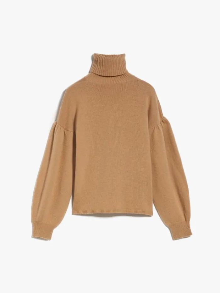 Woman Widesleeved Wool And Cashmere Jumper Camel Maxmara Knitwear And Sweatshirts Woman Widesleeved Wool And Cashmere Jumper Camel Maxmara Knitwear And Sweatshirts