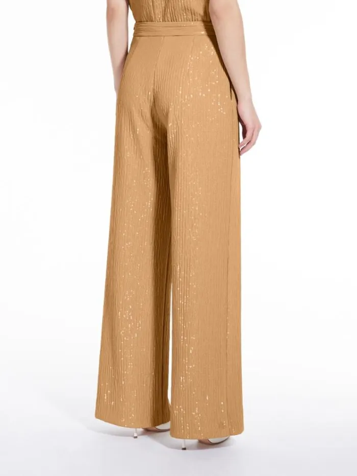 Woman Wide Trousers With Sequins Camel Maxmara Trousers Woman Wide Trousers With Sequins Camel Maxmara Trousers
