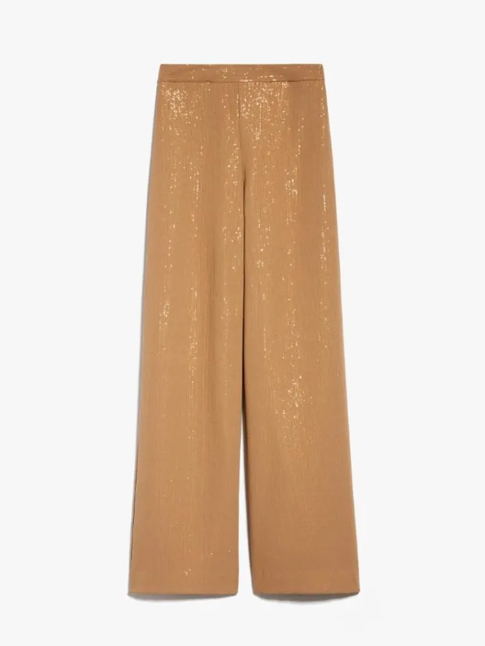 Woman Wide Trousers With Sequins Camel Maxmara Trousers Woman Wide Trousers With Sequins Camel Maxmara Trousers