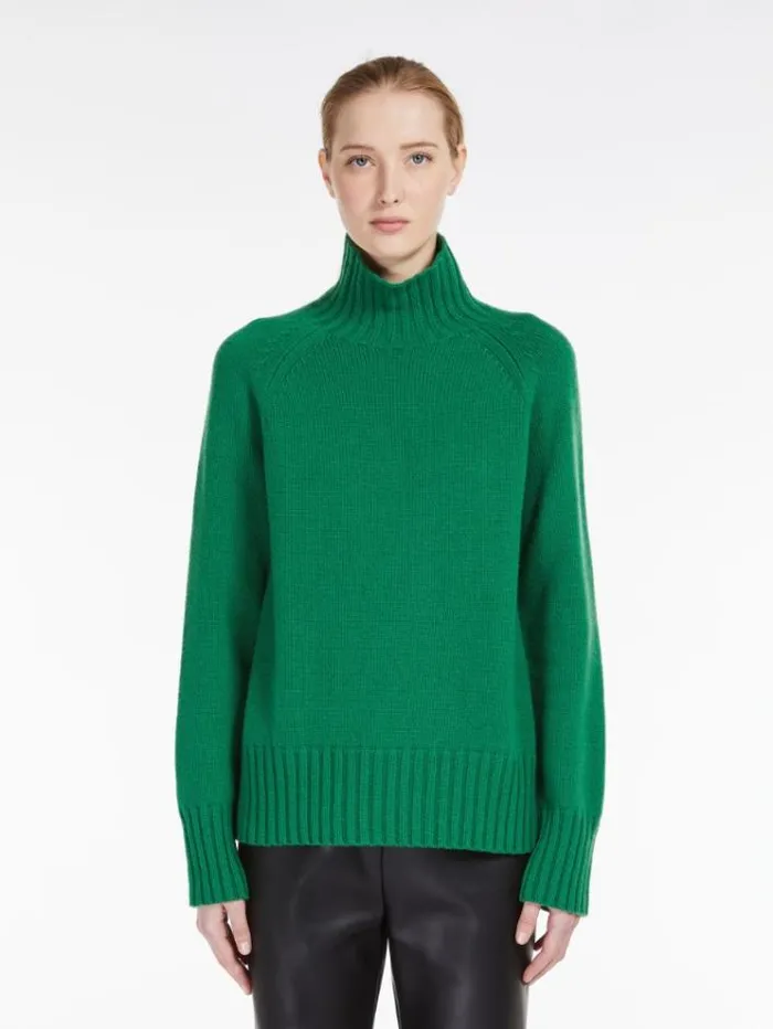 Woman Wool And Cashmere Poloneck Sweater Emerald Maxmara Knitwear And Sweatshirts Woman Wool And Cashmere Poloneck Sweater Emerald Maxmara Knitwear And Sweatshirts
