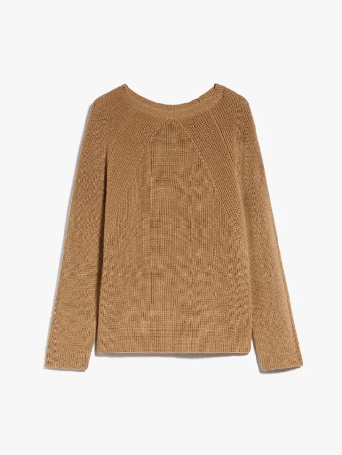 Woman Wool Knit Jumper Camel Maxmara Knitwear And Sweatshirts Woman Wool Knit Jumper Camel Maxmara Knitwear And Sweatshirts