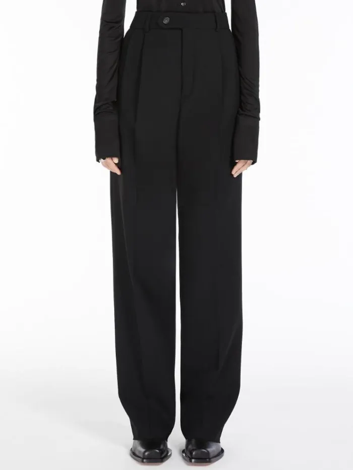 Woman Wool Trousers Black Maxmara Trousers