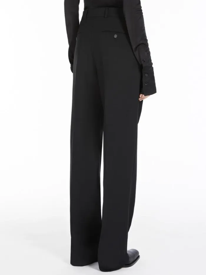 Woman Wool Trousers Black Maxmara Trousers Woman Wool Trousers Black Maxmara Trousers