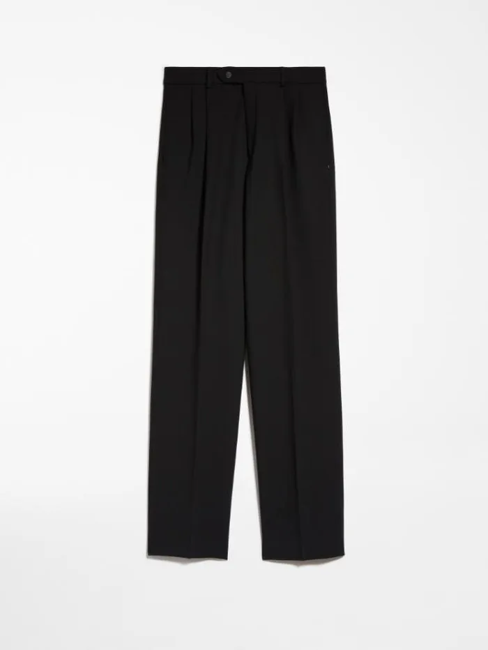 Woman Wool Trousers Black Maxmara Trousers Woman Wool Trousers Black Maxmara Trousers