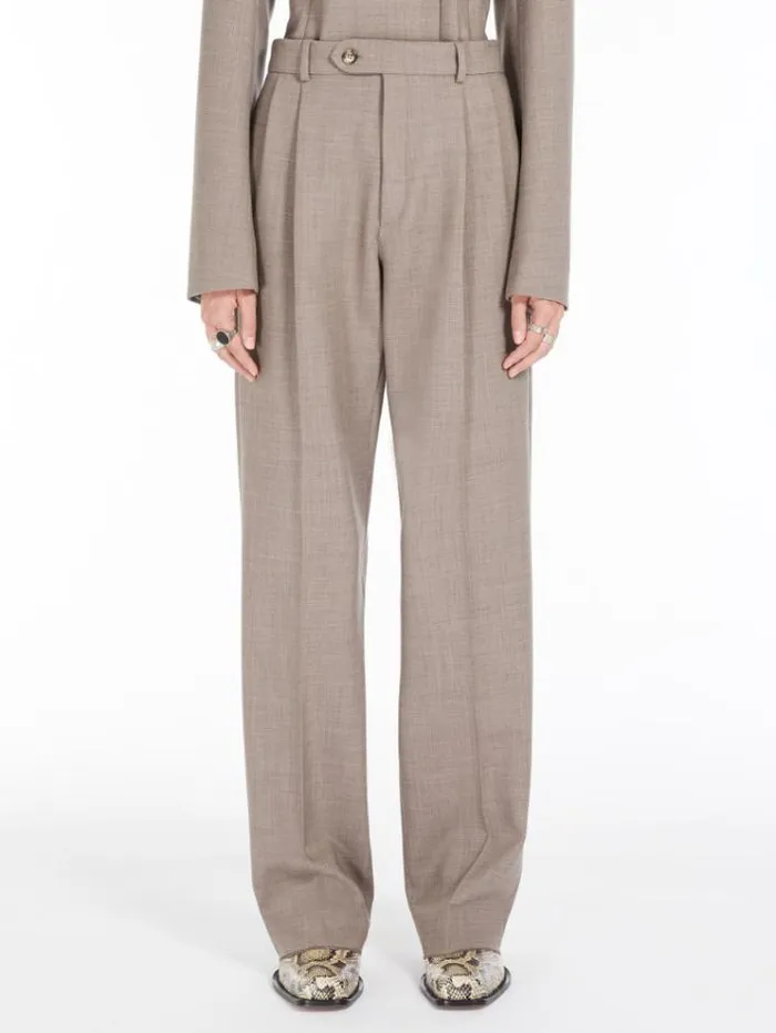 Woman Wool Trousers Turtledove Maxmara Trousers