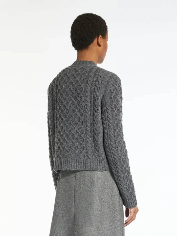 Woman Wool Yarn Cardigan Dark Grey Maxmara Knitwear And Sweatshirts Woman Wool Yarn Cardigan Dark Grey Maxmara Knitwear And Sweatshirts