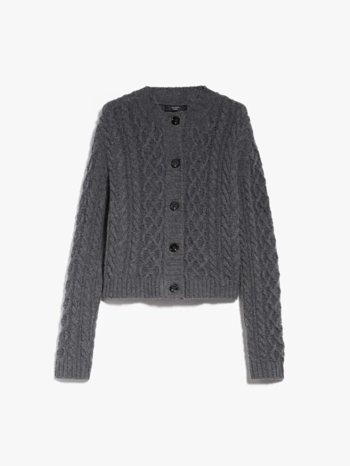 Woman Wool Yarn Cardigan Dark Grey Maxmara Knitwear And Sweatshirts Woman Wool Yarn Cardigan Dark Grey Maxmara Knitwear And Sweatshirts