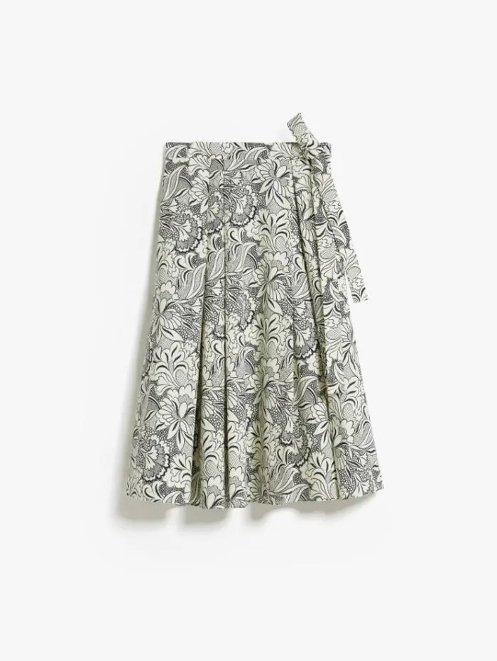 Woman Wrap Skirt In Printed Faille Black Maxmara Skirts Woman Wrap Skirt In Printed Faille Black Maxmara Skirts