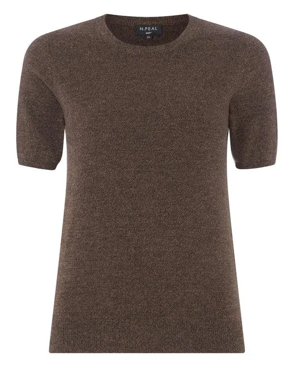 Women 007 Round Neck Cashmere T ShirtIn Moorland Brown Moorland Brown NPeal Tops and Tshirts
