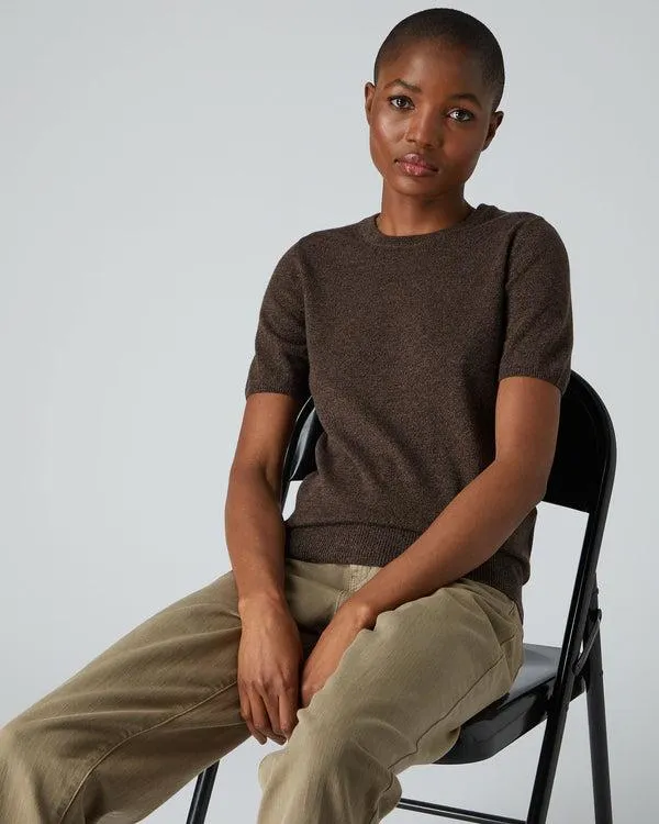 Women 007 Round Neck Cashmere T ShirtIn Moorland Brown Moorland Brown NPeal Tops and Tshirts