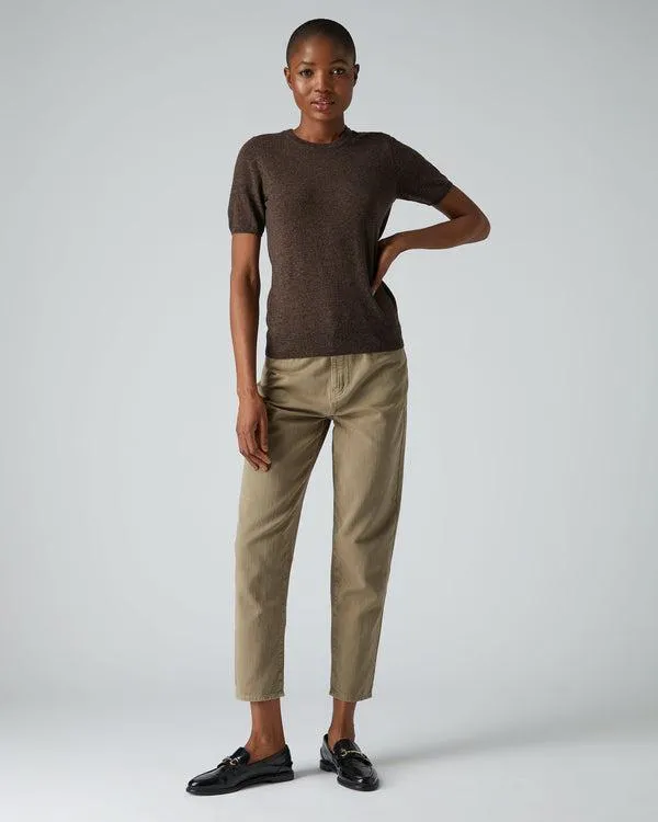 Women 007 Round Neck Cashmere T ShirtIn Moorland Brown Moorland Brown NPeal Tops and Tshirts