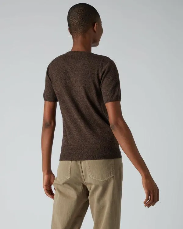 Women 007 Round Neck Cashmere T ShirtIn Moorland Brown Moorland Brown NPeal Tops and Tshirts