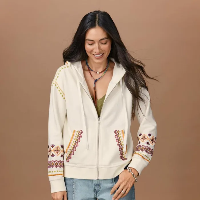 Women Adella Geo Hoodie Cream Sundance Catalog Jackets and Coats Women Adella Geo Hoodie Cream Sundance Catalog Jackets and Coats