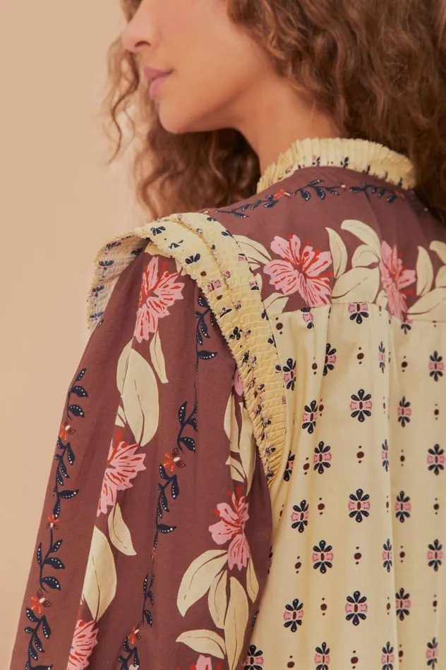 Women Ainika Maxi Floral Cream Open Yoke Mini Dress Ainika Maxi Floral Cream FARM Rio Mini Dresses