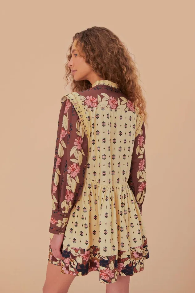 Women Ainika Maxi Floral Cream Open Yoke Mini Dress Ainika Maxi Floral Cream FARM Rio Mini Dresses
