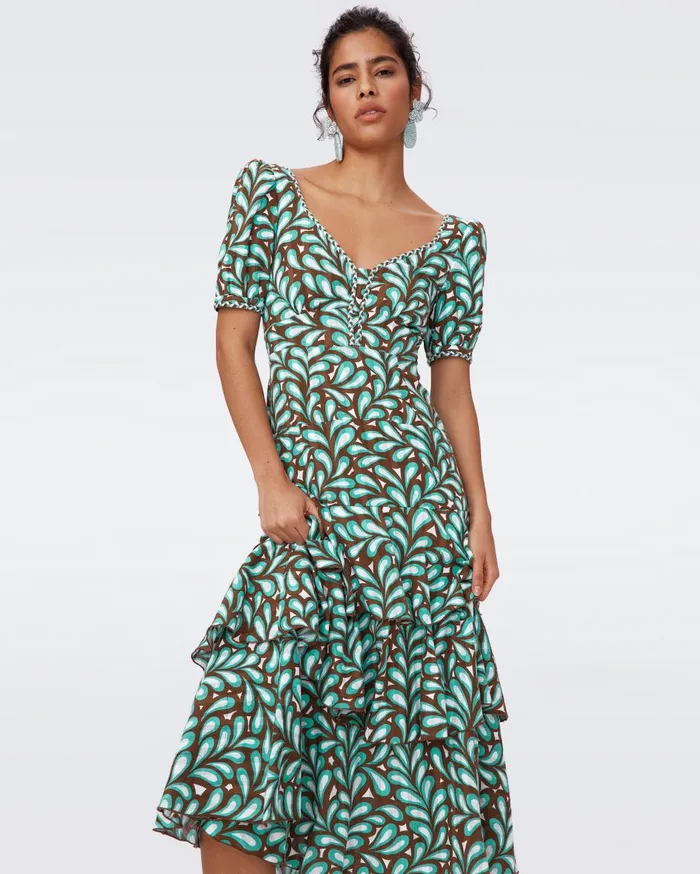 Women Aire Cotton Dress Seaweed DVF Dresses