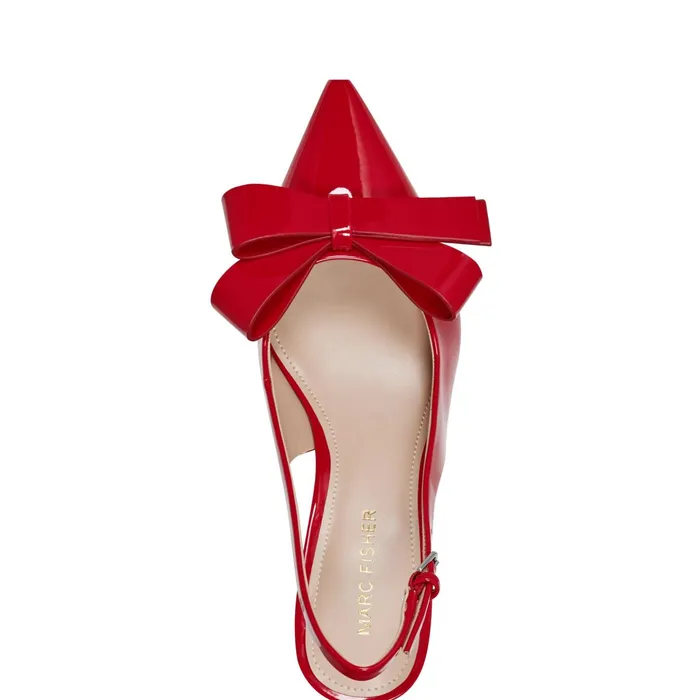Women Allon Bow Slingback Pump Red Patent Marc Fisher Heels and Pumps