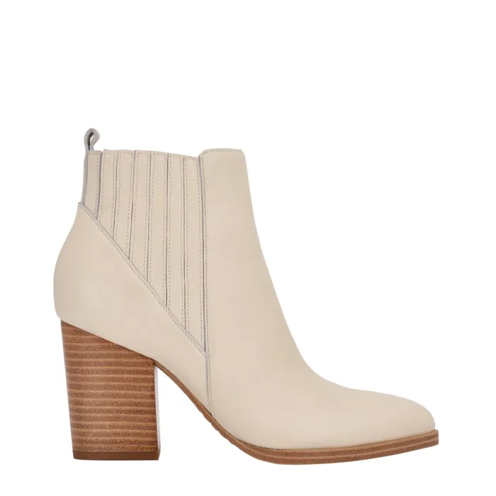 Women Alva Pointy Toe Bootie Chic Cream Leather Marc Fisher Booties