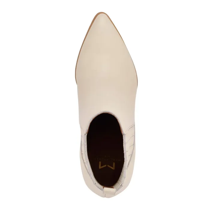 Women Alva Pointy Toe Bootie Chic Cream Leather Marc Fisher Booties