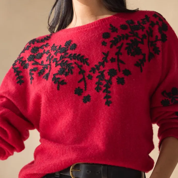 Women Anya Vines Sweater Petite Rhythmic Red Sundance Catalog Petite Styles Women Anya Vines Sweater Petite Rhythmic Red Sundance Catalog Petite Styles