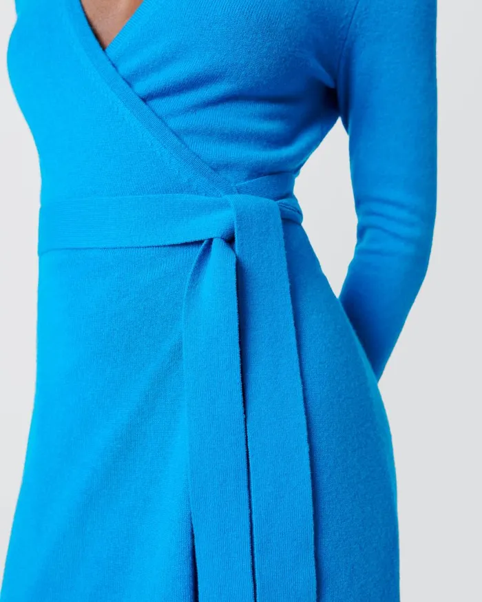 Women Astrid WoolCashmere Wrap Dress Brilliant Blue DVF Dresses