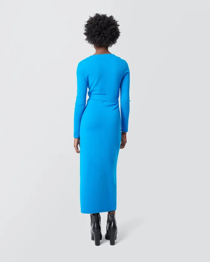 Women Astrid WoolCashmere Wrap Dress Brilliant Blue DVF Dresses