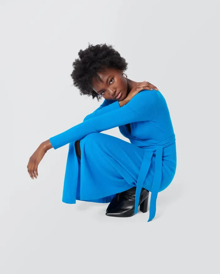 Women Astrid WoolCashmere Wrap Dress Brilliant Blue DVF Dresses