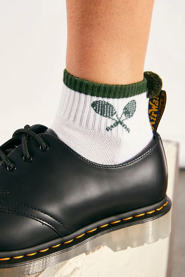 Women Athletic Shoes Free People Pom Pom Embroidered Socks Green