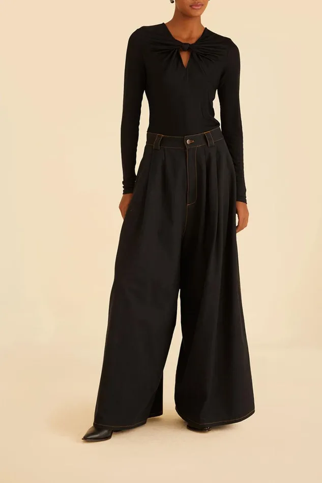 Women Black Long Sleeve Bodysuit Black FARM Rio Bodysuits