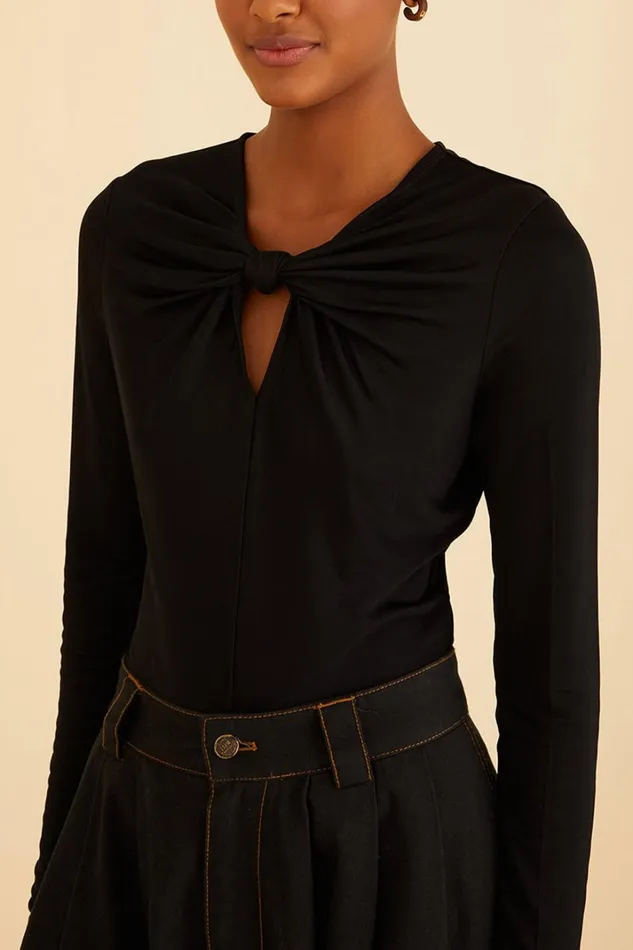 Women Black Long Sleeve Bodysuit Black FARM Rio Bodysuits