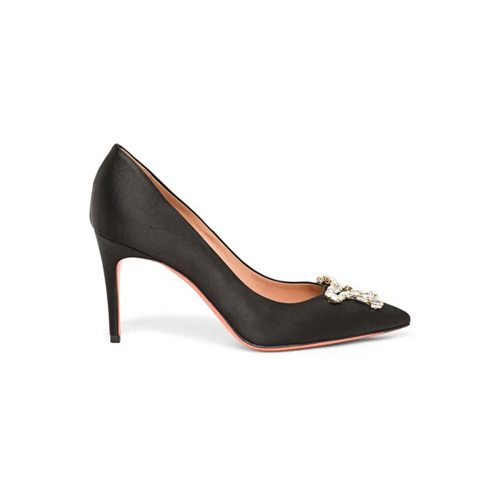 Women Black Satin HighHeel Sibille Pump Santoni Pumps and Heels