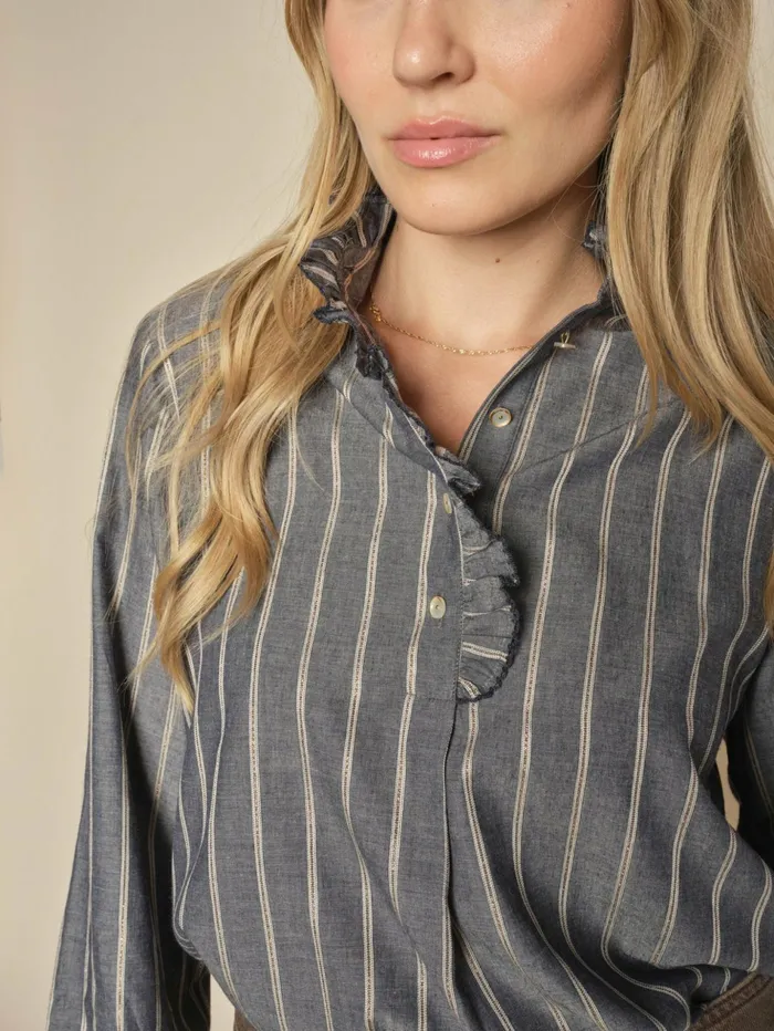 Women Blouses and Tops MOS MOSH MMBiles Stripe Blouse Salute Navy