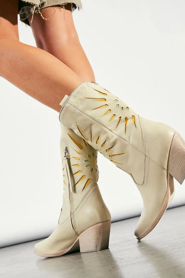 Women Boots Free People Supernova Western Boots Vintage White
