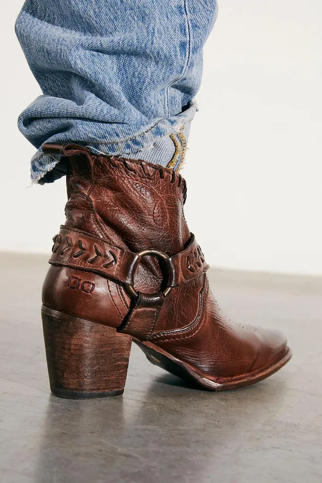 Women Boots Free People Tania Harness Ankle Boots Teak Dip Dye