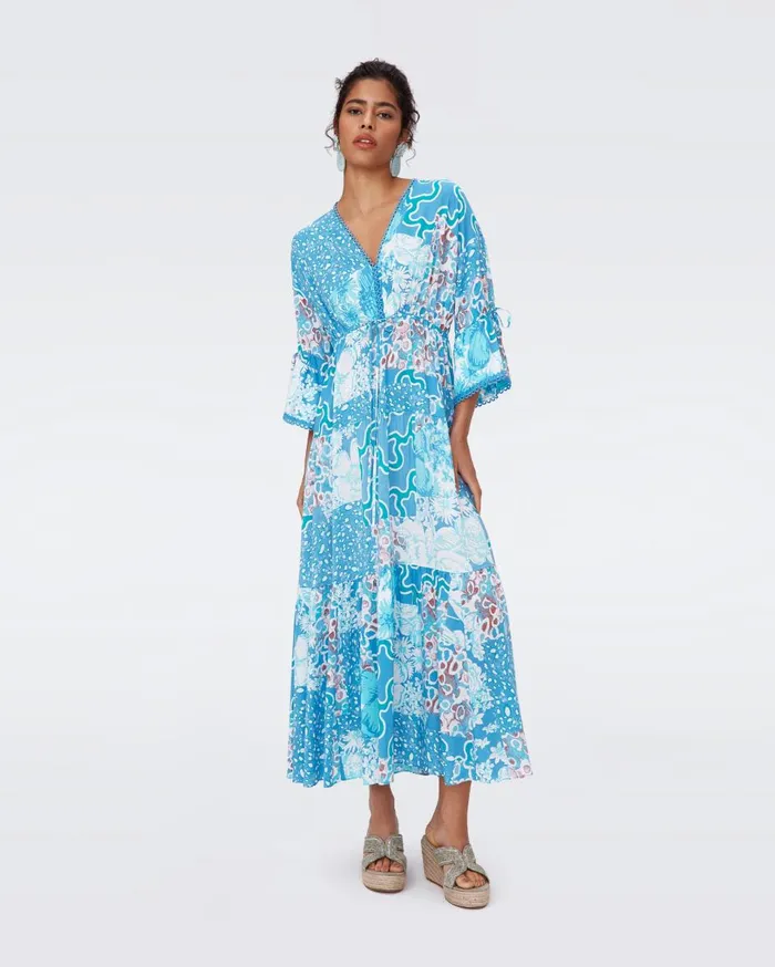 Women Boris Dress Solstice Flags Blue DVF Dresses