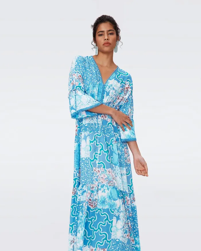 Women Boris Dress Solstice Flags Blue DVF Dresses