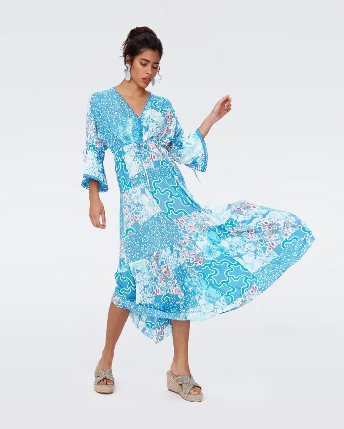 Women Boris Dress Solstice Flags Blue DVF Dresses