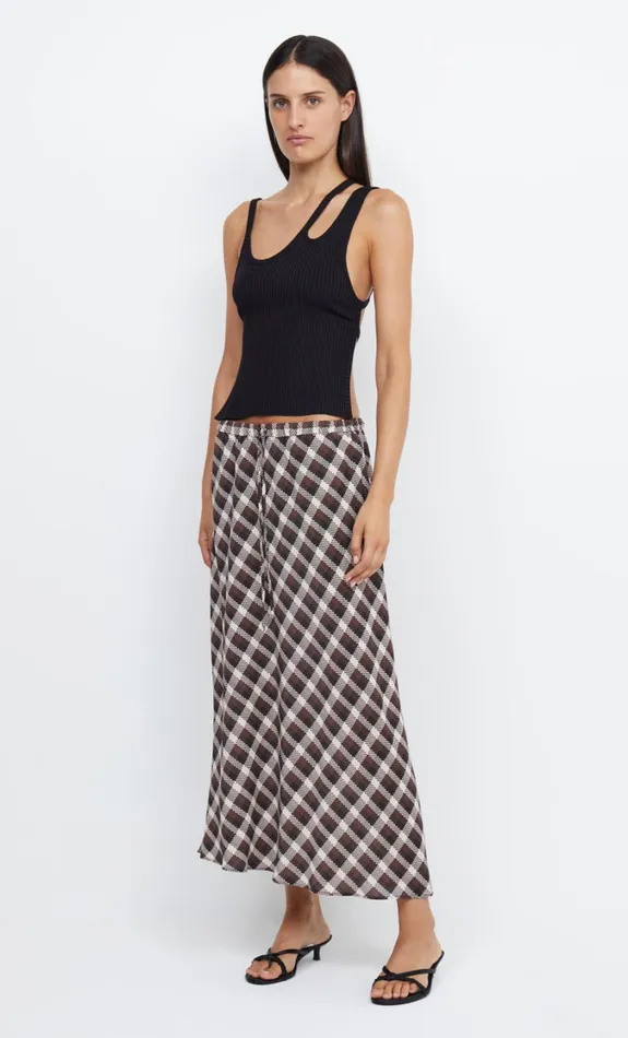 Women Bottoms Bec Bridge CHIARA DRAWSTRING SKIRT Basket Weave Check