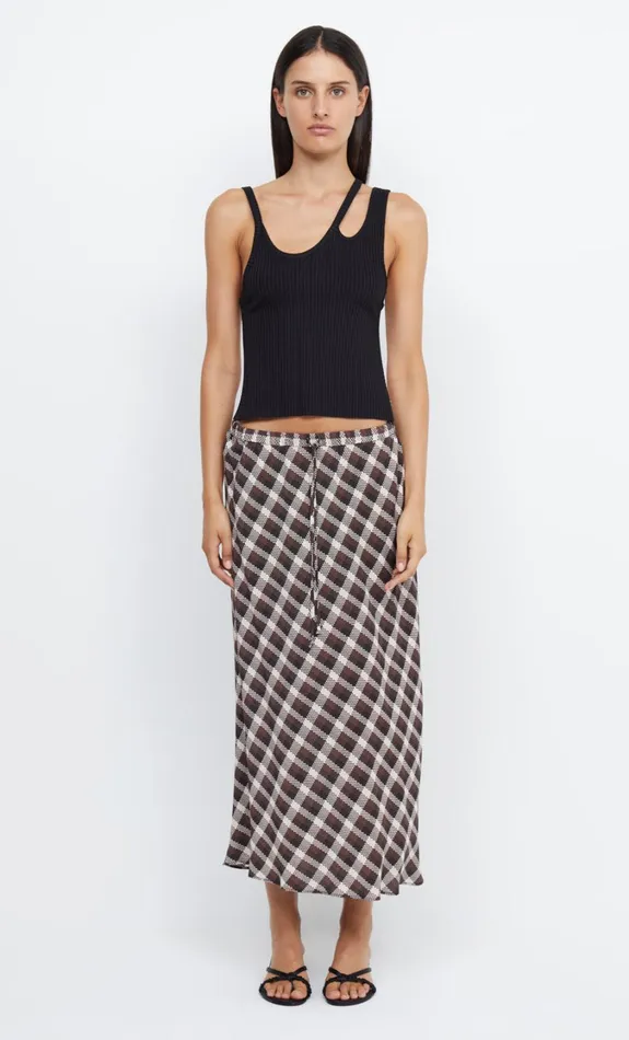 Women Bottoms Bec Bridge CHIARA DRAWSTRING SKIRT Basket Weave Check
