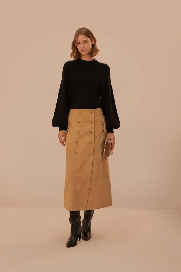 Women Brown Yoked Midi Skirt Brown FARM Rio Skirts