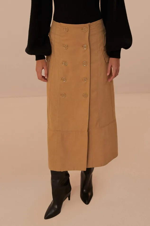 Women Brown Yoked Midi Skirt Brown FARM Rio Skirts