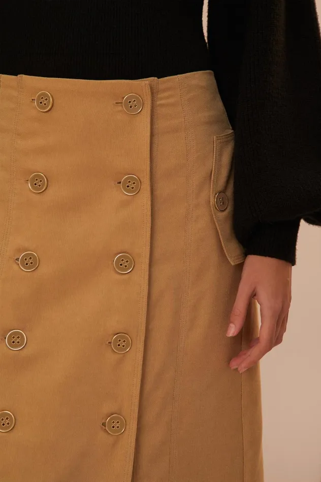 Women Brown Yoked Midi Skirt Brown FARM Rio Skirts