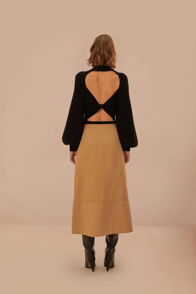 Women Brown Yoked Midi Skirt Brown FARM Rio Skirts
