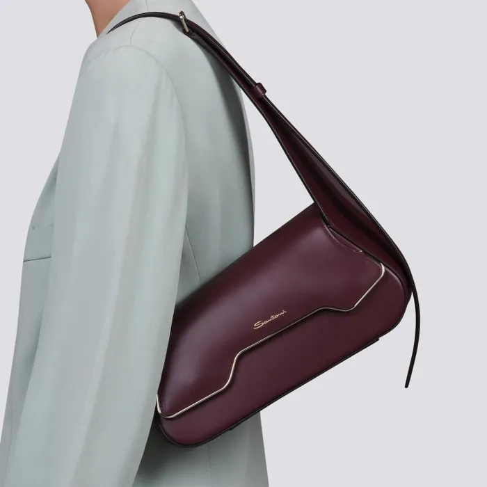 Women Burgundy Leather Thepluto Bag Santoni Bags