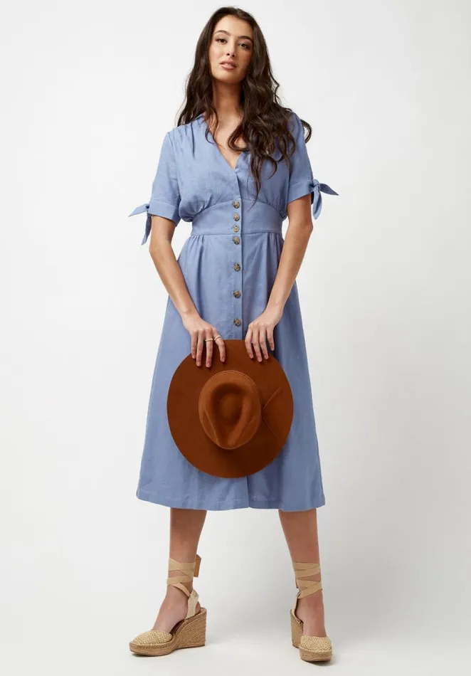 Women Buttoned Linen Pink Mariposa Dress Pink Yarrow Buffalo David Bitton Dresses and Jumpsuits