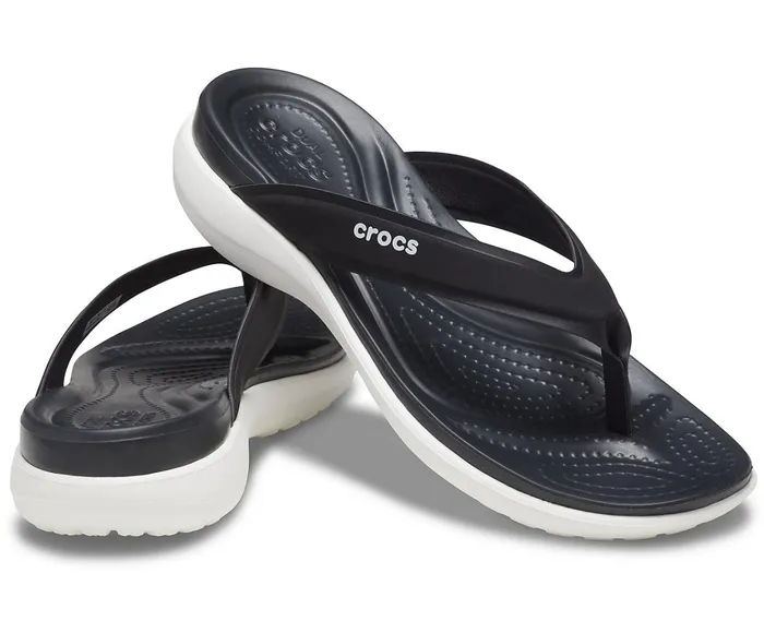 Women Capri V Sporty Flip Black Crocs Sandals