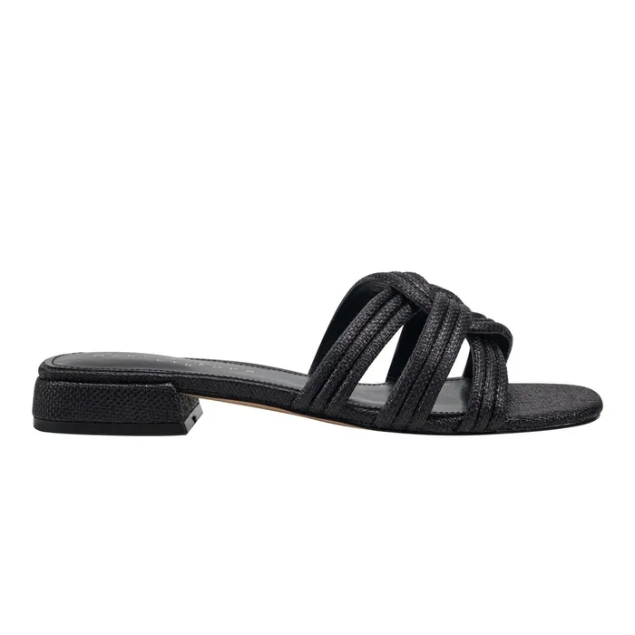 Women Casara Slide Sandal Black Raffia Marc Fisher Mules and Slides